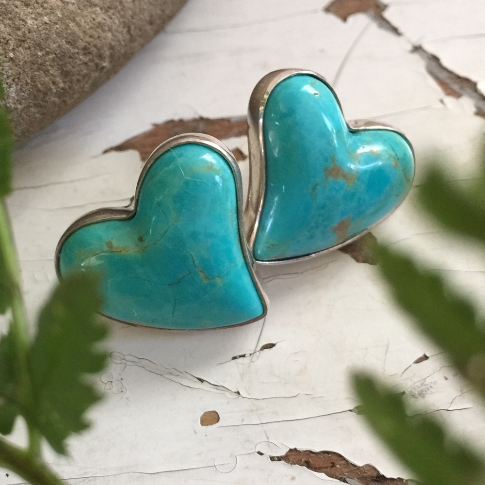 Jay King Sterling Silver Turquoise Heart Earrings
